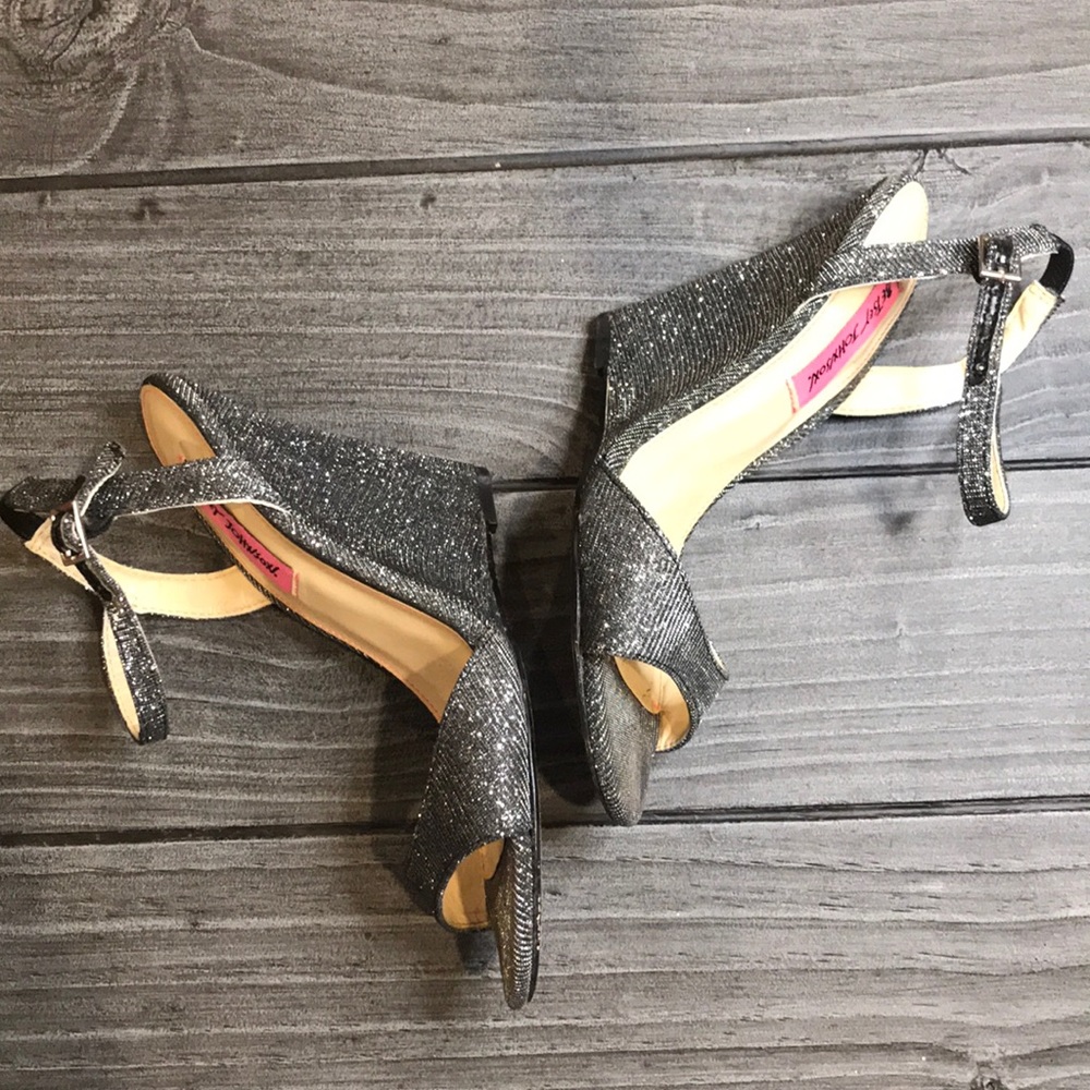 Sparkle Midnight Peep Toe Wedge Sandal - Picture 6 of 6